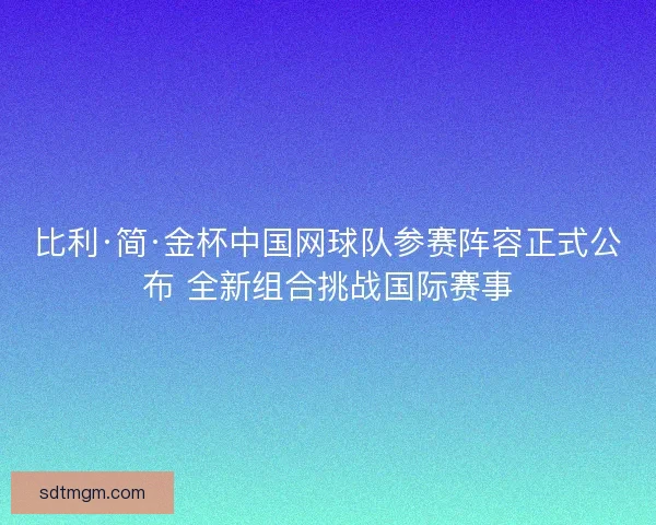 比利·简·金杯中国网球队参赛阵容正式公布 全新组合挑战国际赛事